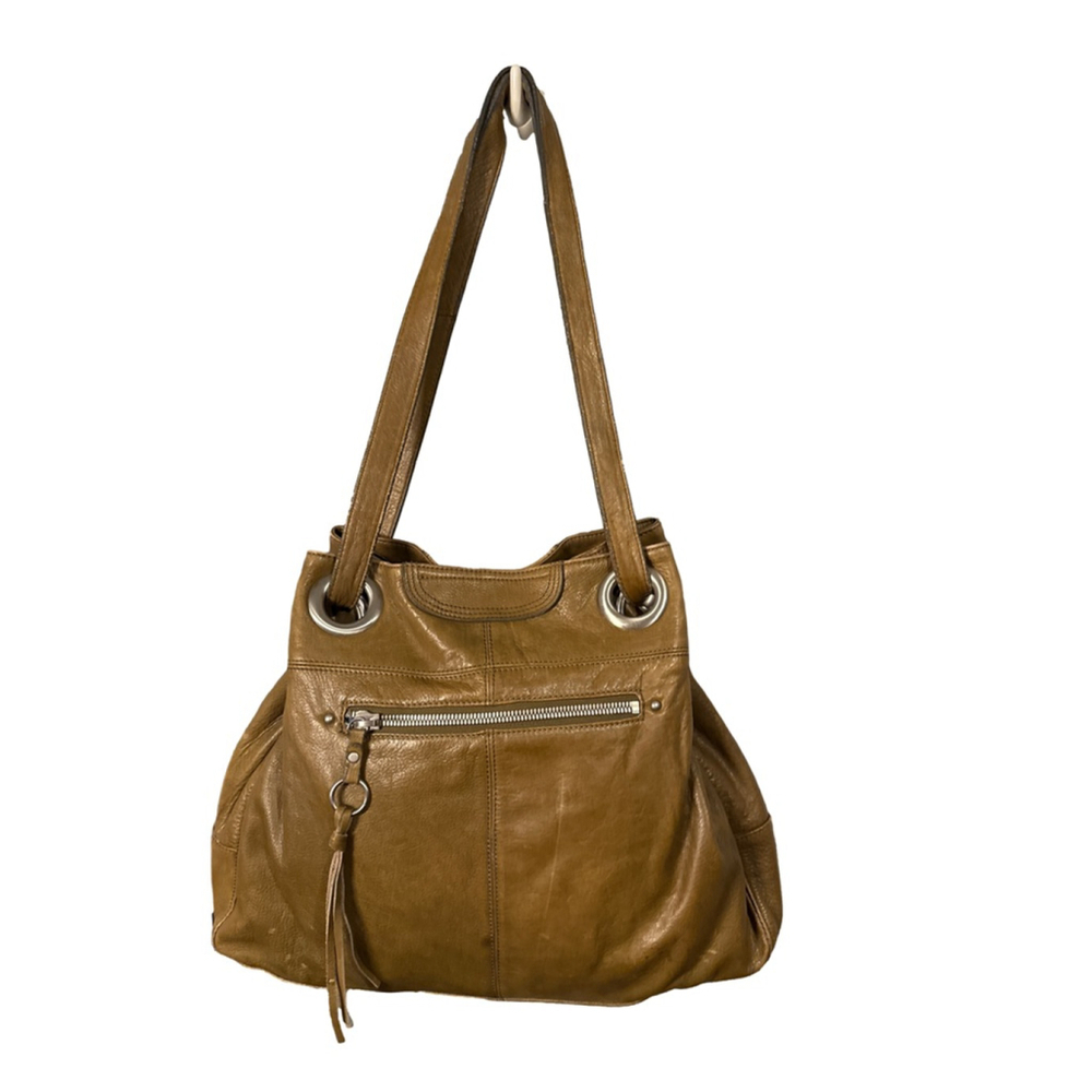 Hobo International Leather Shoulder Bag Olive Green Hobo Silver Hardware Tassel